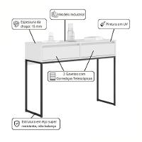 Aparador Buffet Rio 2 Gavetas Para Sala 90 Cm Branco