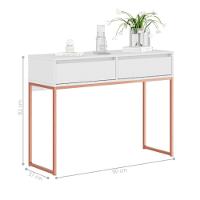 Aparador Buffet Rio 2 Gavetas Para Sala 90 Cm Branco Cobre