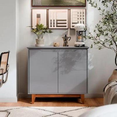 Aparador Buffet Balcão 2 Com Gaveta Portas Estoril Cinza