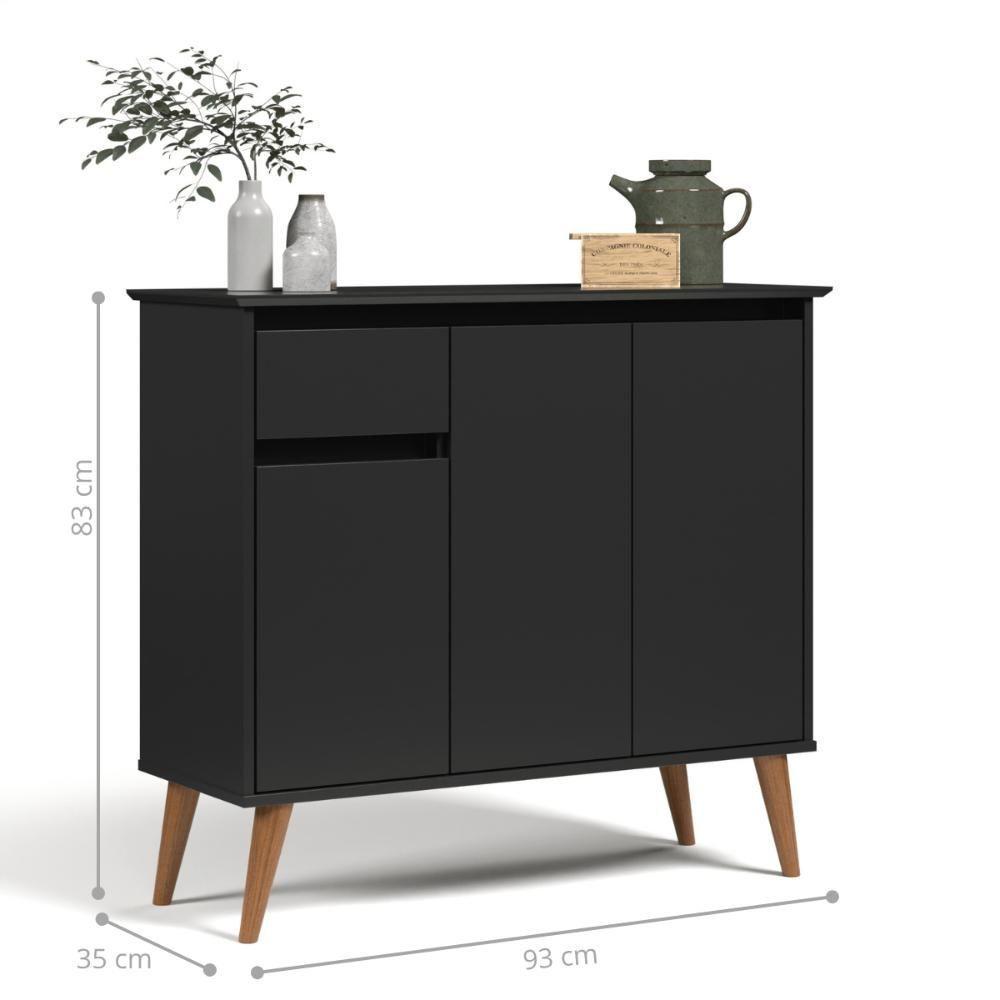 Aparador 1 Gaveta 3 Portas Londres Preto - 2