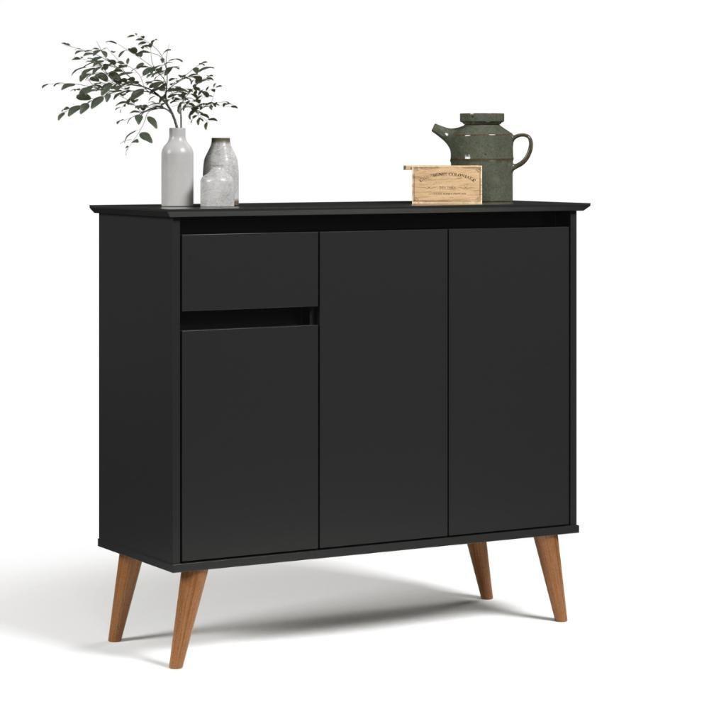 Aparador 1 Gaveta 3 Portas Londres Preto - 3
