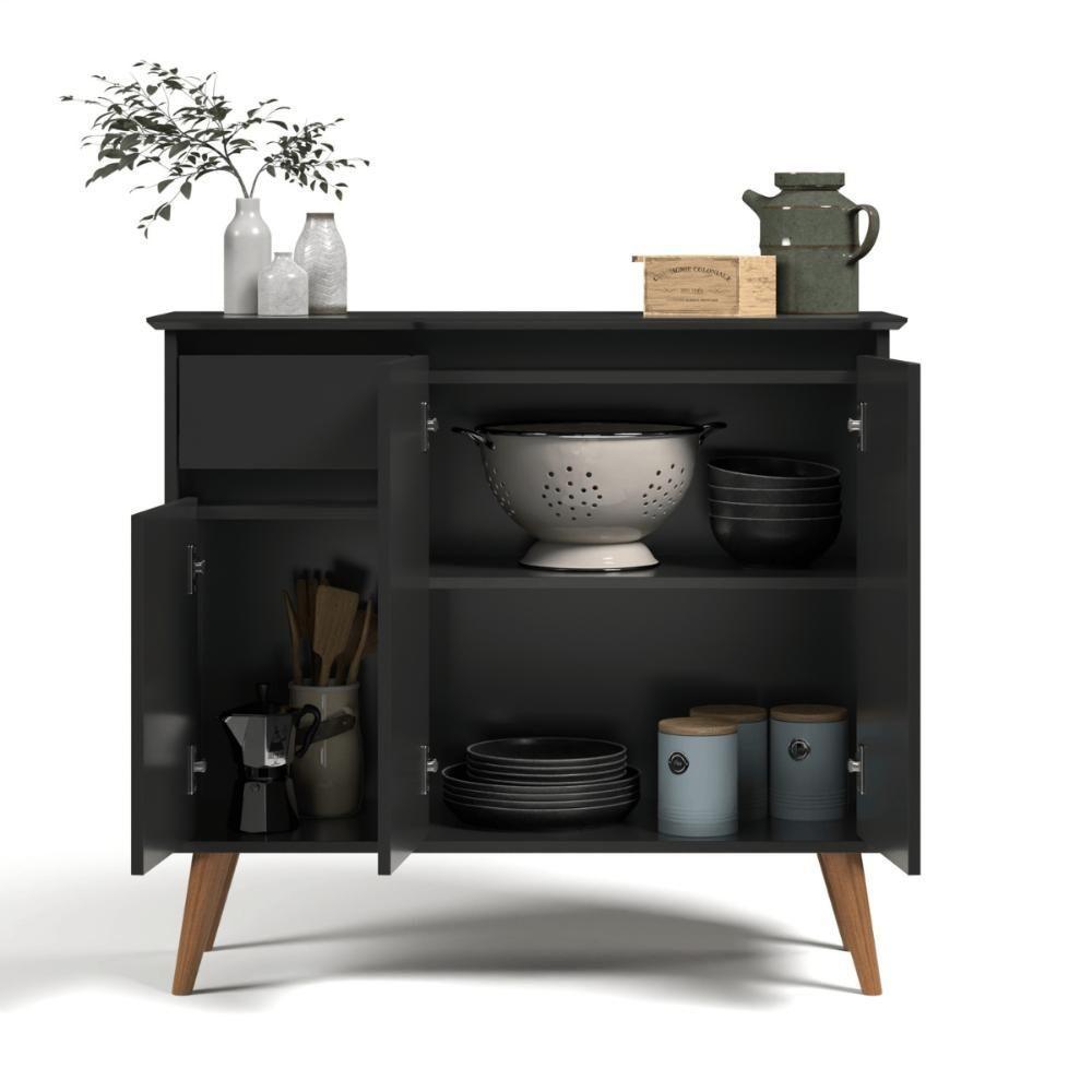 Aparador 1 Gaveta 3 Portas Londres Preto - 4