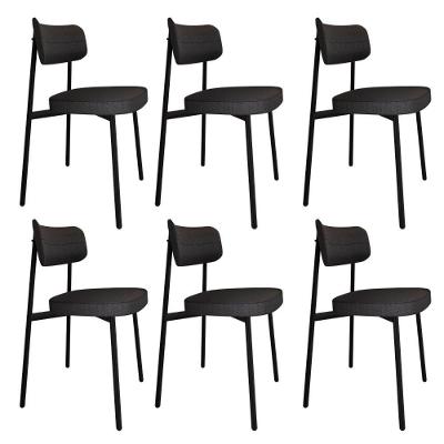 6 Unidades Cadeira Alloa Fixa Com 4 Pés 50 X 44,7 X 83,8 Cm - Corriente Grafite - Preto Epoxi
