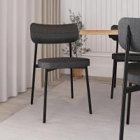 6 Unidades Cadeira Alloa Fixa Com 4 Pés 50 X 44,7 X 83,8 Cm - Corriente Grafite - Preto Epoxi - 3