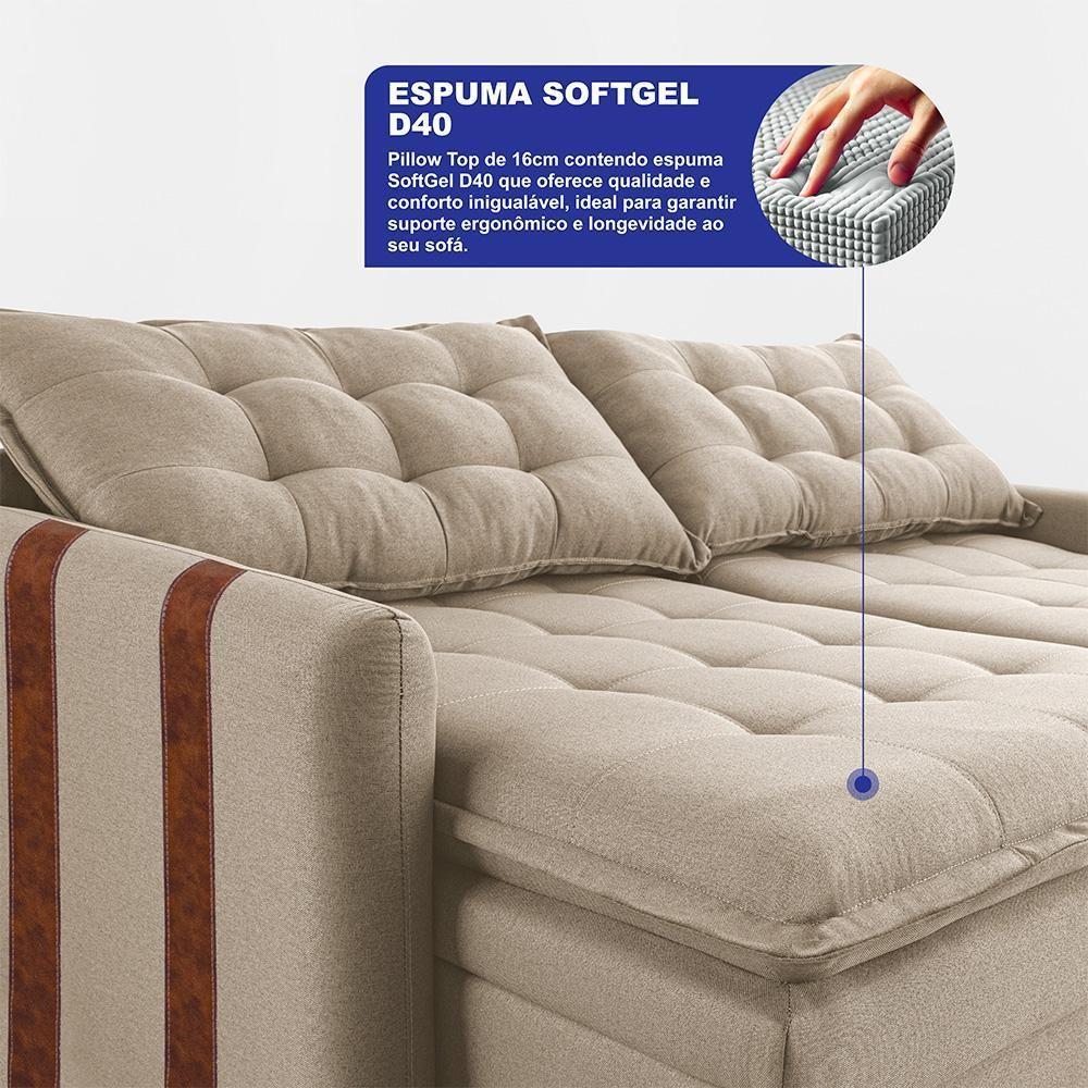 Sofá Sem Caixa Retrátil 2,00m Soft Bonnie Boucle Cama Inbox Cinza Escuro - 9