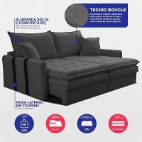 Sofá Sem Caixa Retrátil 2,00m Soft Bonnie Boucle Cama Inbox Cinza Escuro - 3