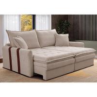 Sofá Sem Caixa Retrátil 2,00m Soft Bonnie Boucle Cama Inbox Bege Claro - 1