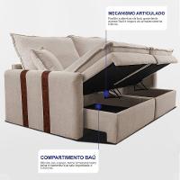 Sofá Sem Caixa Retrátil 2,00m Soft Bonnie Boucle Cama Inbox Bege Claro - 6
