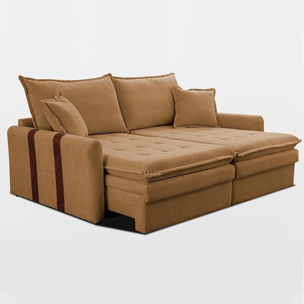 Sofá Sem Caixa Retrátil 1,80m Soft Bonnie Boucle Cama Inbox Caramelo. - 8