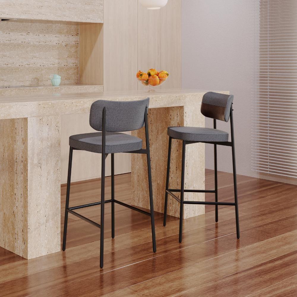 Banqueta Alta Alloa Corriente Cinza - Courino Café - Est. Preta Corriente Cinza - 2