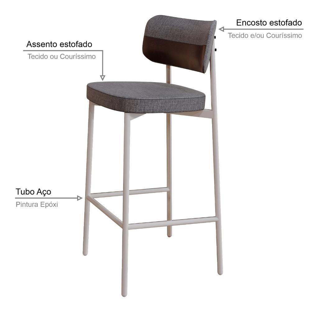 Banqueta Alta Alloa Corriente Cinza - Courino Café - Est. Branca Corriente Cinza - 3