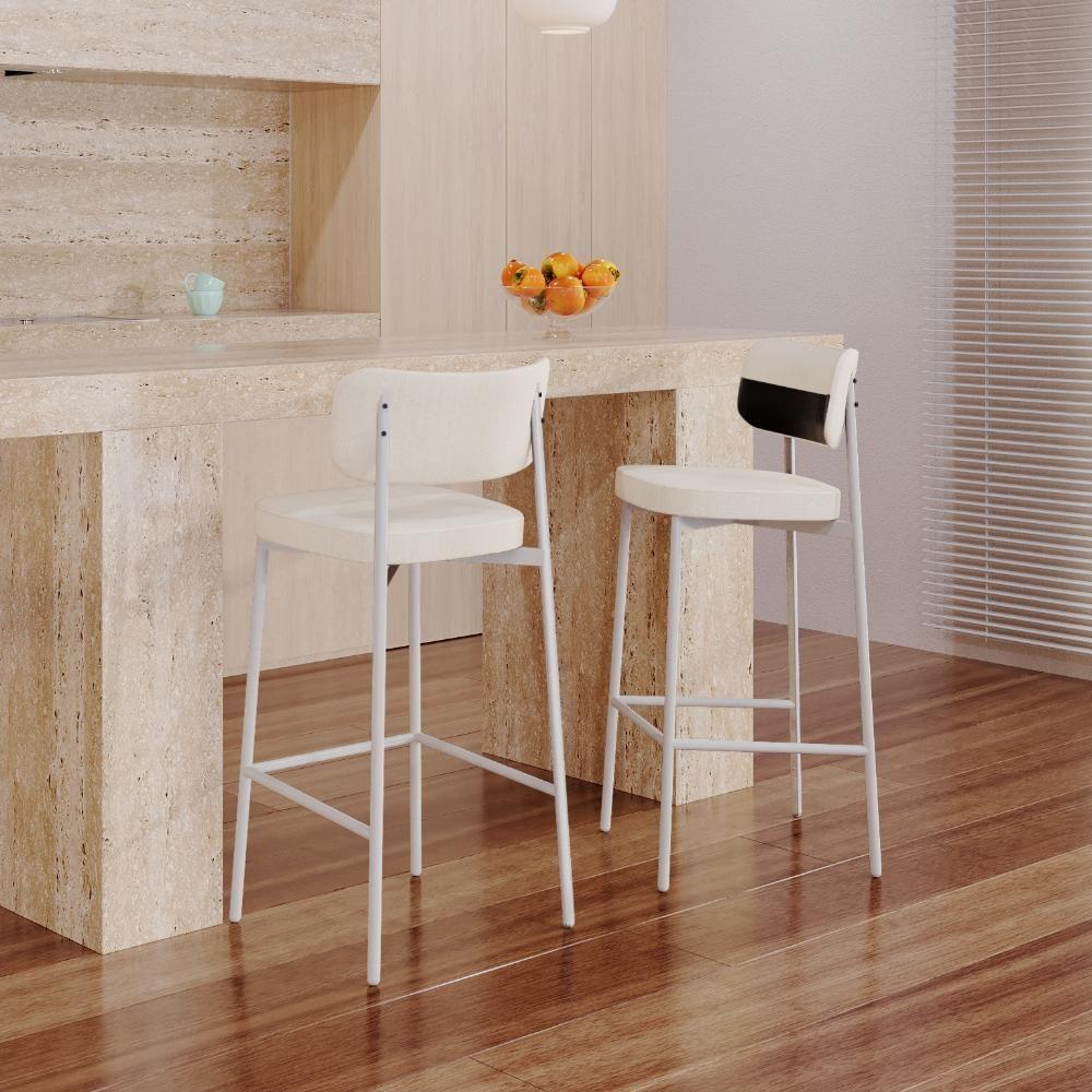 Banqueta Alloa Fixa Com 4 Pés 50 X 44,7 X 103,5 Mm Com 1 Un. Corriente Palha- Courino Preto - 2