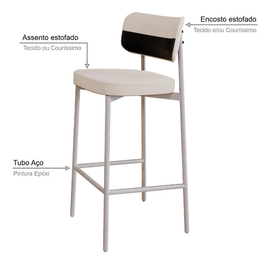 Banqueta Alloa Fixa Com 4 Pés 50 X 44,7 X 103,5 Mm Com 1 Un. Corriente Palha- Courino Preto - 3