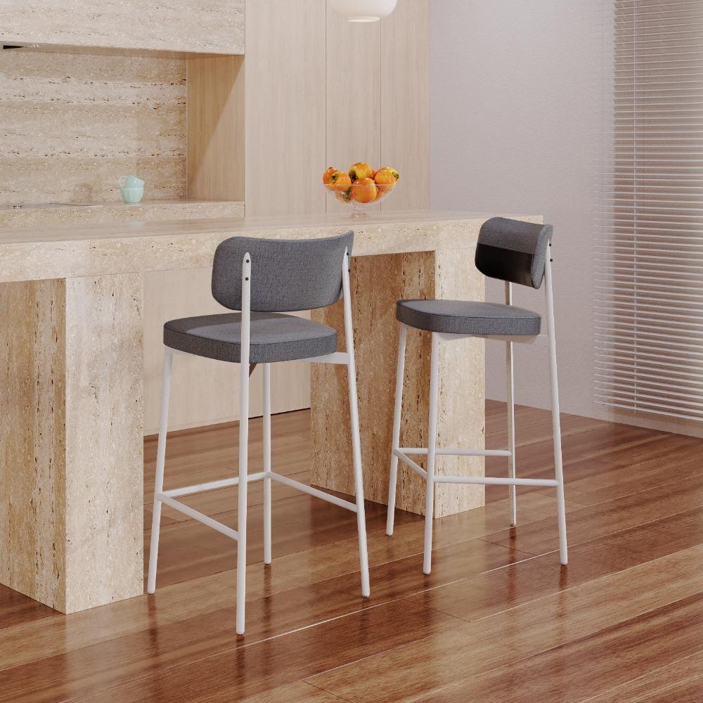 Banqueta Alloa Fixa Com 4 Pés 50 X 44,7 X 103,5 Mm Com 1 Un. Corriente Cinza - Courino Preto - 2