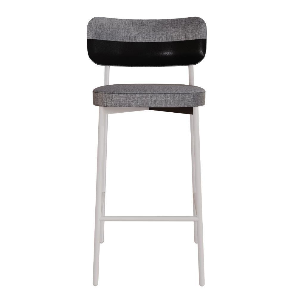 Banqueta Alloa Fixa Com 4 Pés 50 X 44,7 X 103,5 Mm Com 1 Un. Corriente Cinza - Courino Preto - 4