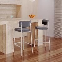 Banqueta Alloa Fixa Com 4 Pés 50 X 44,7 X 103,5 Mm Com 1 Un. Corriente Cinza - Courino Preto - 2