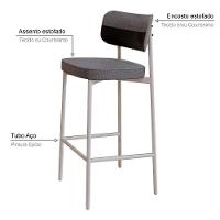 Banqueta Alloa Fixa Com 4 Pés 50 X 44,7 X 103,5 Mm Com 1 Un. Corriente Cinza - Courino Preto - 3