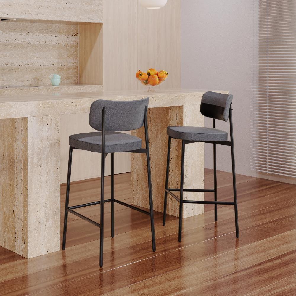 Banqueta Alloa Fixa Com 4 Pés 50 X 44,7 X 103,5 Mm Com 1 Un. Corriente Cinza - Courino Preto - 2