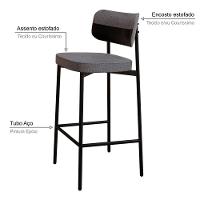 Banqueta Alloa Fixa Com 4 Pés 50 X 44,7 X 103,5 Mm Com 1 Un. Corriente Cinza - Courino Preto - 3