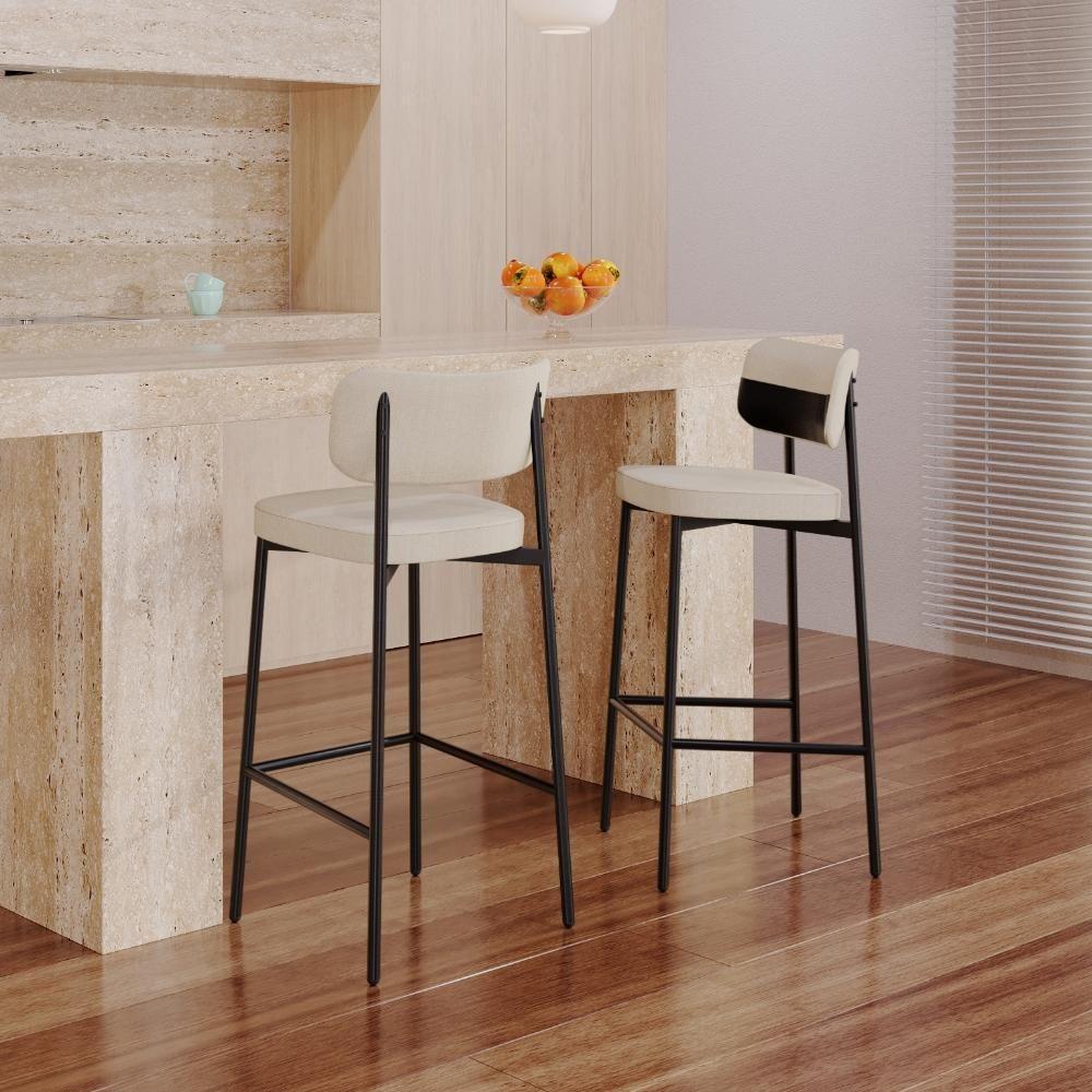 Banqueta Alloa Fixa Com 4 Pés 50 X 44,7 X 103,5 Mm Com 1 Un. Corriente Areia- Courino Preto - 2