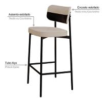 Banqueta Alloa Fixa Com 4 Pés 50 X 44,7 X 103,5 Mm Com 1 Un. Corriente Areia- Courino Preto - 3