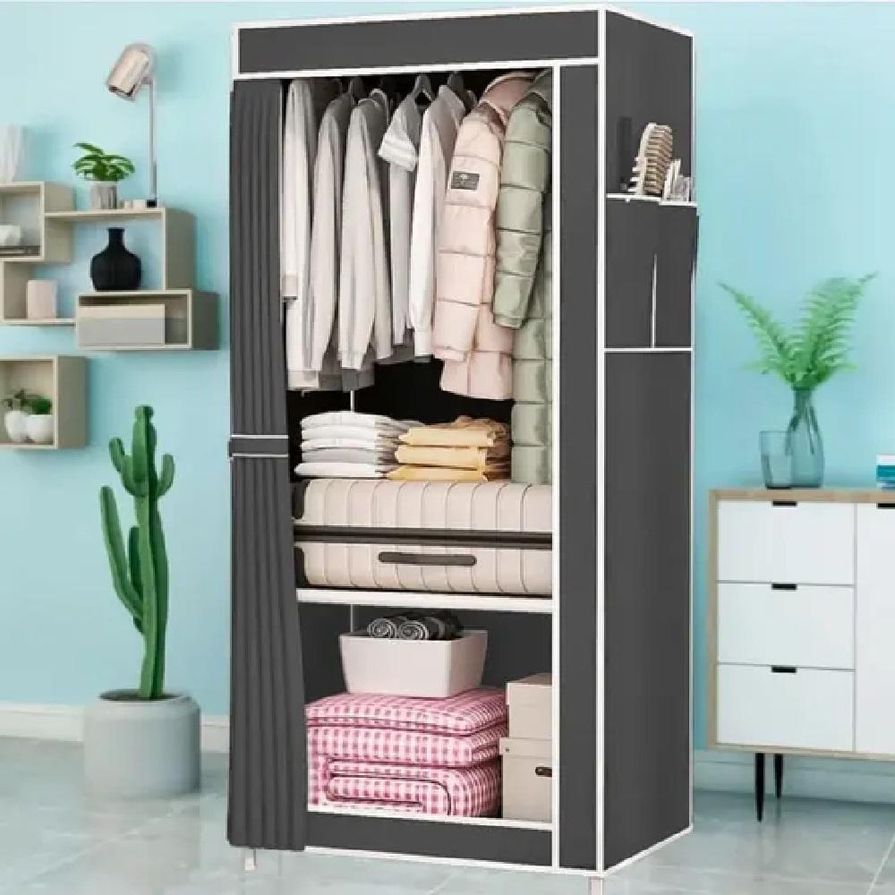 Armário Guarda Roupa Portátil Sapateira Prateleiras Organizador Brinquedos Quarto Toalha Roupa De Cama - Cinza - 2