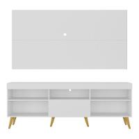 Rack Com Painel Tv 65" Retrô Flórida Up Multimóveis V1042 Branco/Natural Branco/Natural - 2