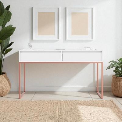 Aparador Pés Em Metal Moderno Estilo Industrial - Branco Cobre Branco Cobre