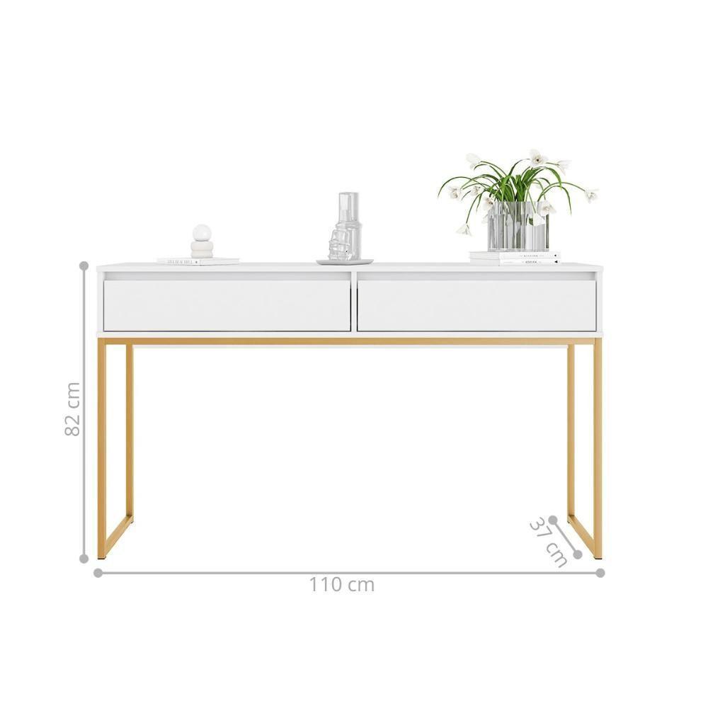 Aparador Pés Em Metal Moderno Estilo Industrial - Branco Dourado Branco Dourado - 4