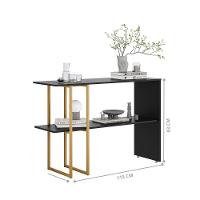 Aparador Para Sala Estar 2 Prateleiras Mexico Preto Dourado - 3