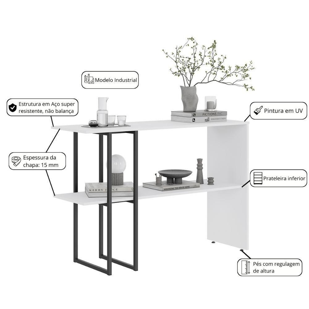 Aparador Para Sala Estar 2 Prateleiras Mexico Branco - 2