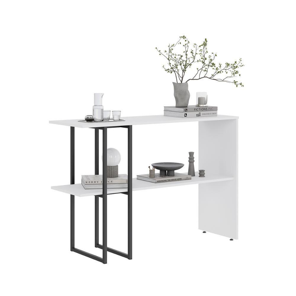 Aparador Para Sala Estar 2 Prateleiras Mexico Branco - 4