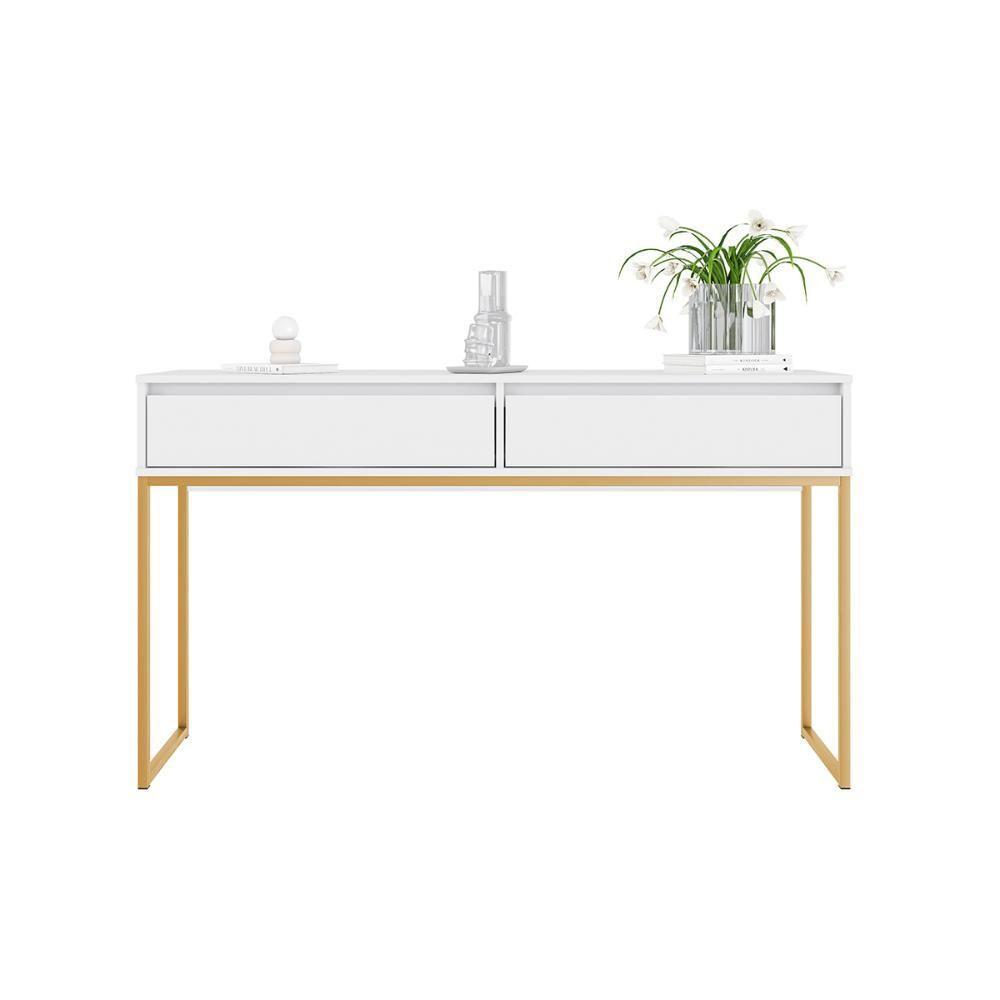 Aparador Nobre Pés Em Metal Moderno Estilo Industrial - Branco Dourado Branco Dourado - 6