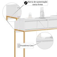Aparador Metalic Pés Em Metal Estilo Industrial Sala Estar Branco Dourado - 3