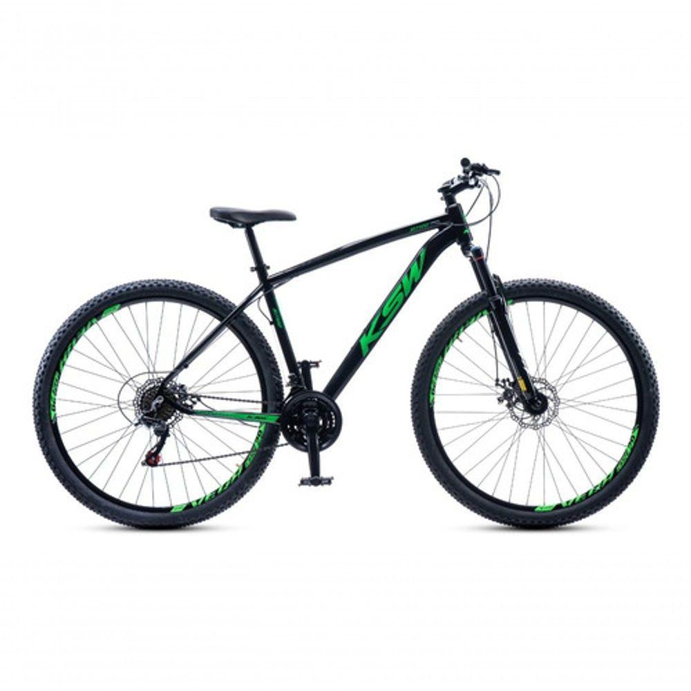 Bicicleta Aro 29 Ksw 24 Vel Shimano Alumínio Freio Disco Xlt100 Mtb Preto/verde 17 - 2