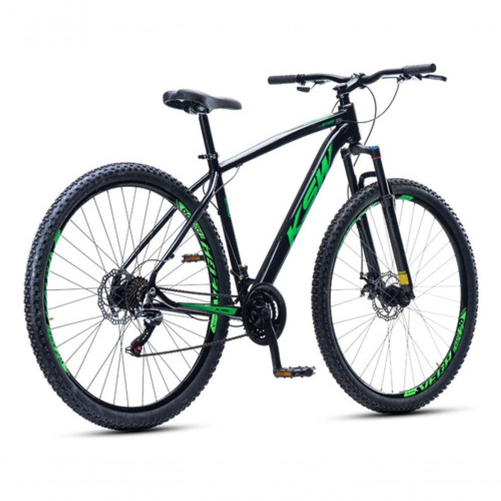 Bicicleta Aro 29 Ksw 24 Vel Shimano Alumínio Freio Disco Xlt100 Mtb Preto/verde 17 - 3