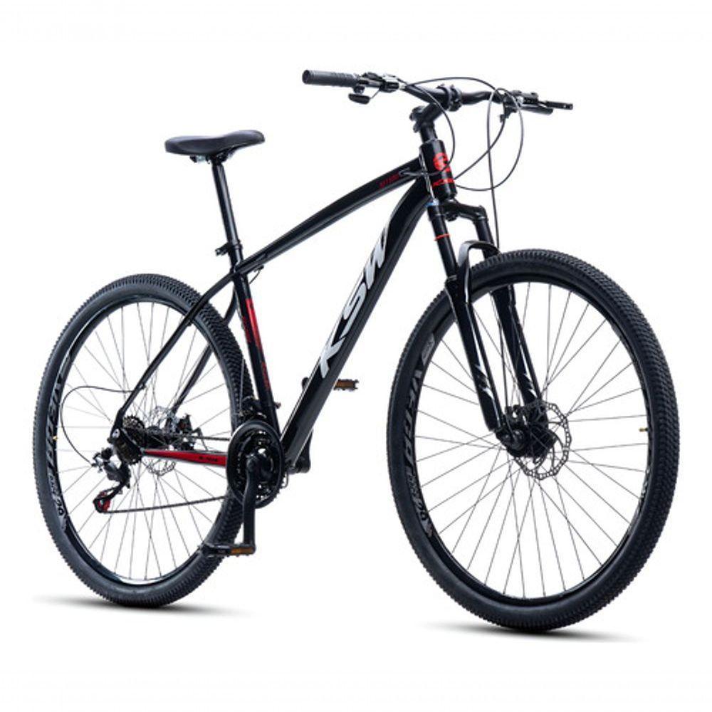 Bicicleta Aro 29 Ksw 24 Vel Alumínio Freio Disco Xlt100 Mtb Preto/vermelho/branco 19 - 1
