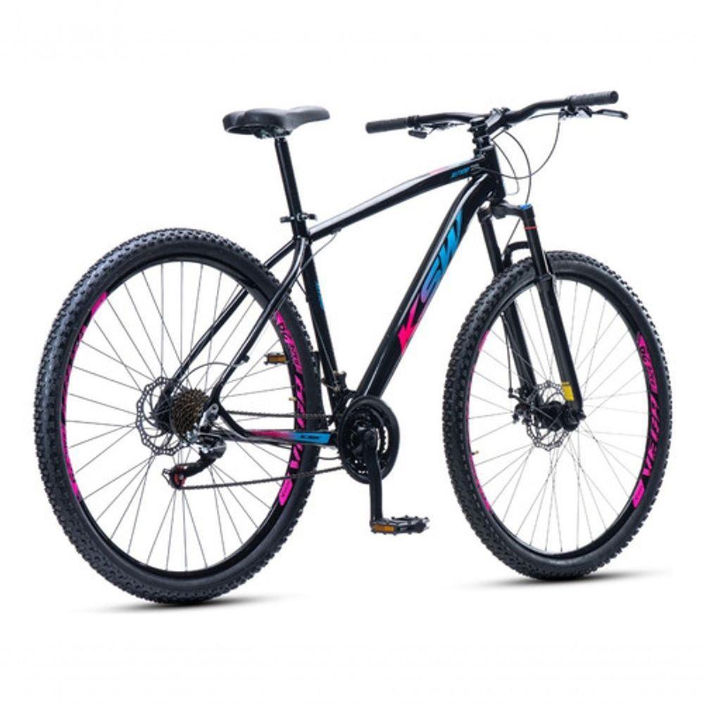 Bicicleta Aro 29 Ksw 21 Vel Shimano Alumínio Freio Disco Xlt100 Mtb Preto/rosa/azul 21 - 3