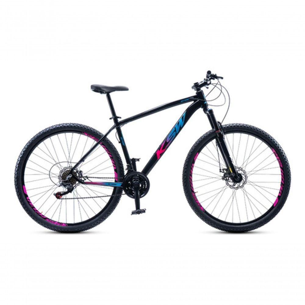 Bicicleta Aro 29 Ksw 24 Vel Alumínio Freio Disco Xlt100 Mtb Preto/rosa/azul 19 - 2