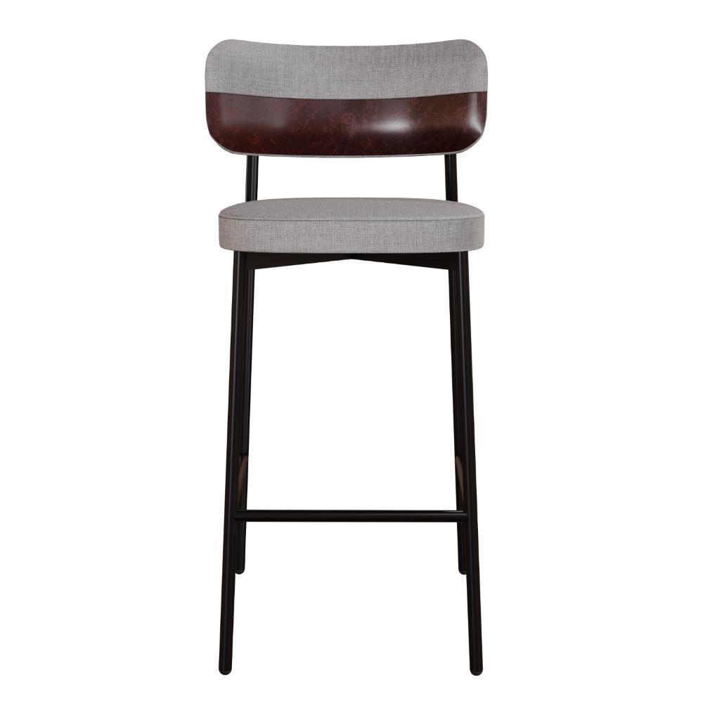 Banqueta Alta Alloa Corriente Cinza Claro- Courino Café - Est. Preta - 4