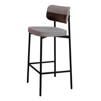 Banqueta Alta Alloa Corriente Cinza Claro- Courino Café - Est. Preta