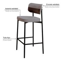 Banqueta Alta Alloa Corriente Cinza Claro- Courino Café - Est. Preta - 3