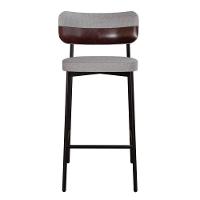 Banqueta Alta Alloa Corriente Cinza Claro- Courino Café - Est. Preta