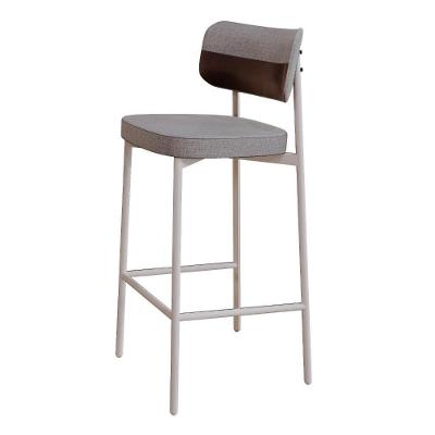 Banqueta Alta Alloa Corriente Cinza Claro- Courino Café - Est. Branca