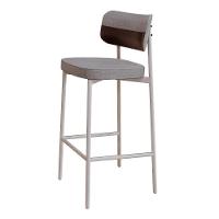 Banqueta Alta Alloa Corriente Cinza Claro- Courino Café - Est. Branca - 1