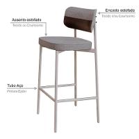 Banqueta Alta Alloa Corriente Cinza Claro- Courino Café - Est. Branca - 3