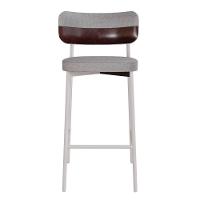 Banqueta Alta Alloa Corriente Cinza Claro- Courino Café - Est. Branca