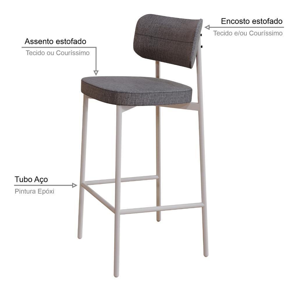 Banqueta Alta Alloa Corriente Cinza - Est. Branca Corriente Cinza - 3