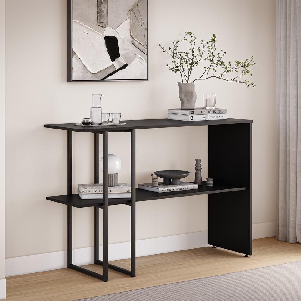 Aparador Para Sala Estar 2 Prateleiras Mexico Preto - 1