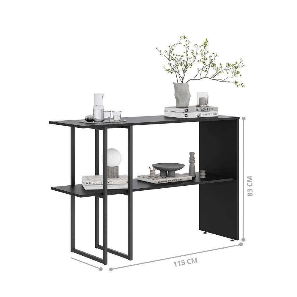 Aparador Para Sala Estar 2 Prateleiras Mexico Preto - 3